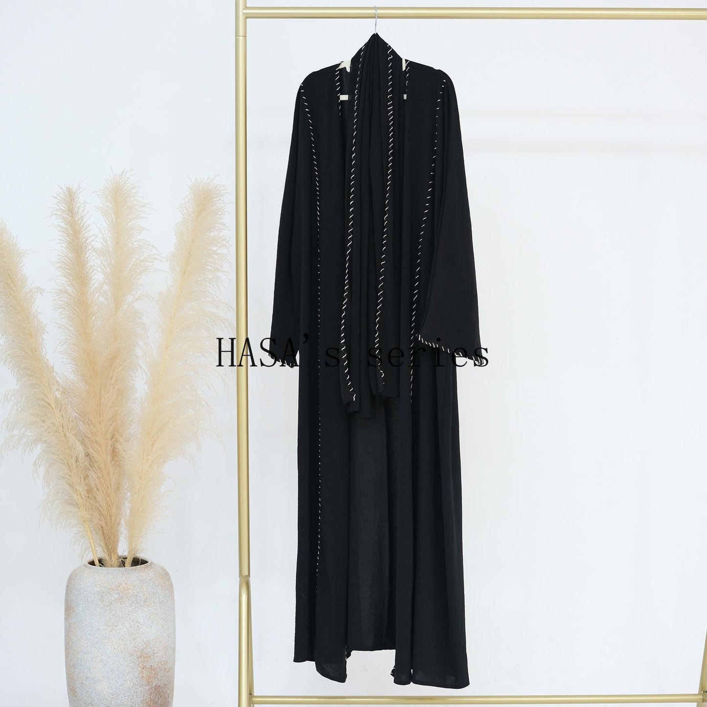HS4843 Simple Cardigan and Headscarf Two-piece Set.