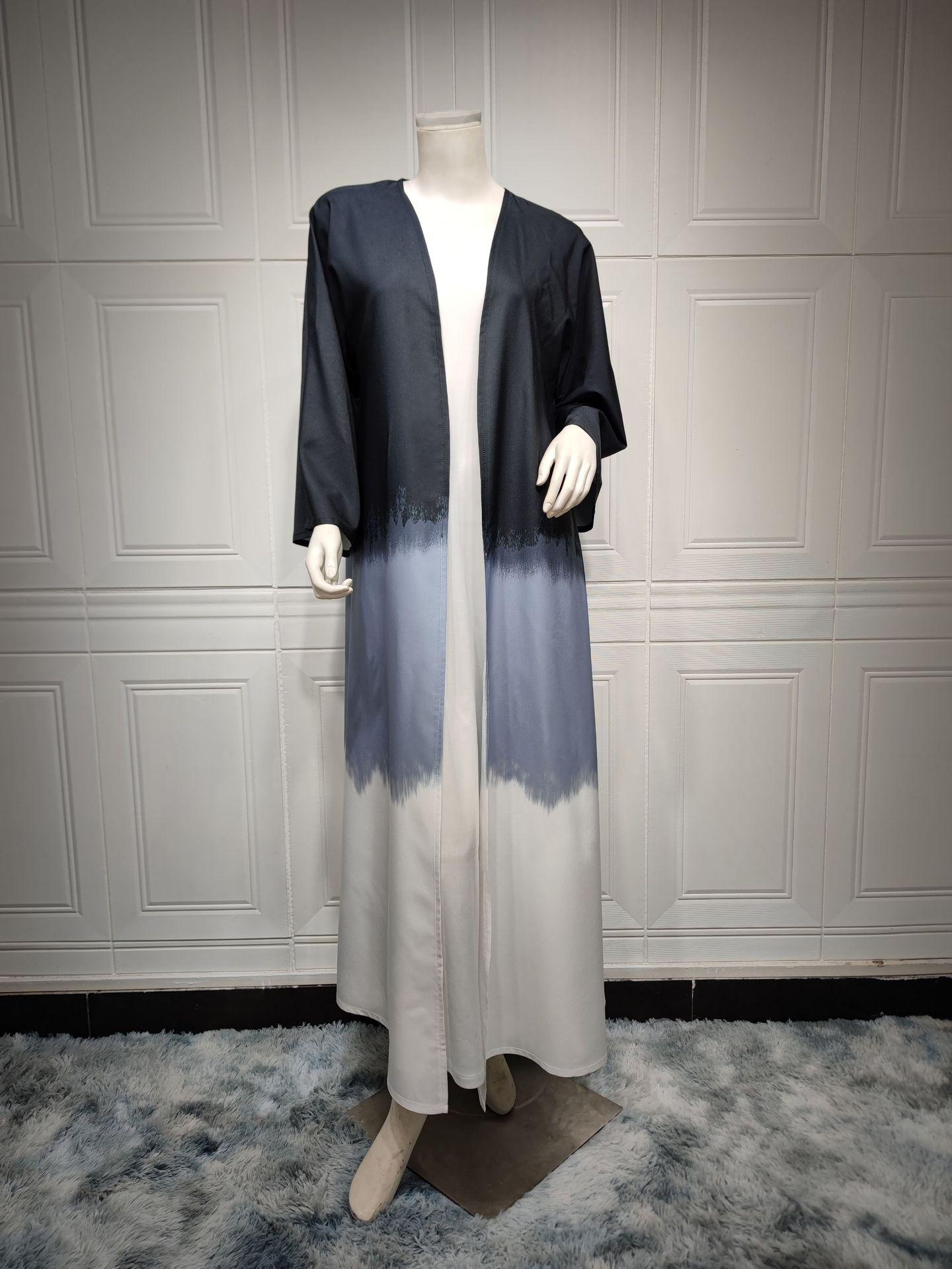 HAYA HA1096 Muslim Tie-dyed Cloak Cardigan Dress Abaya