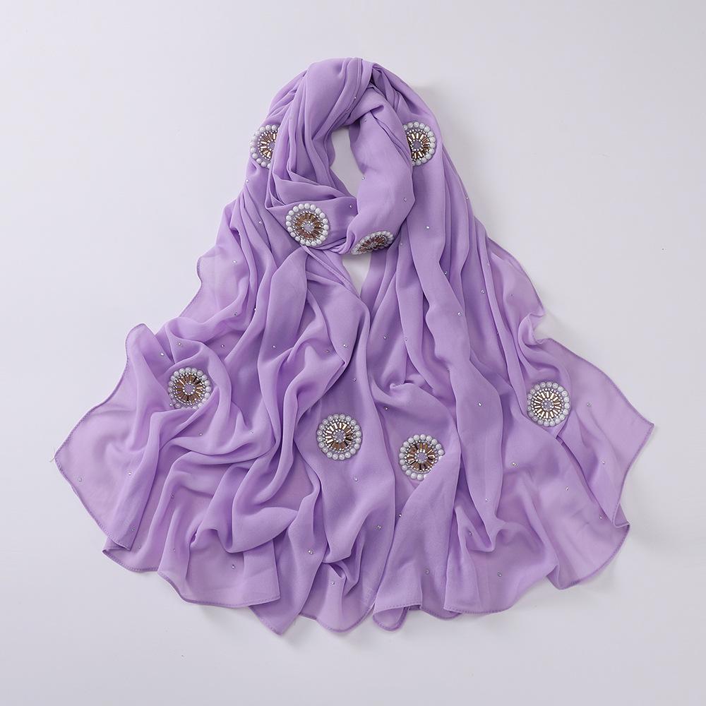 HAYA HA1126 Pearl Chiffon Baotou Scarf
