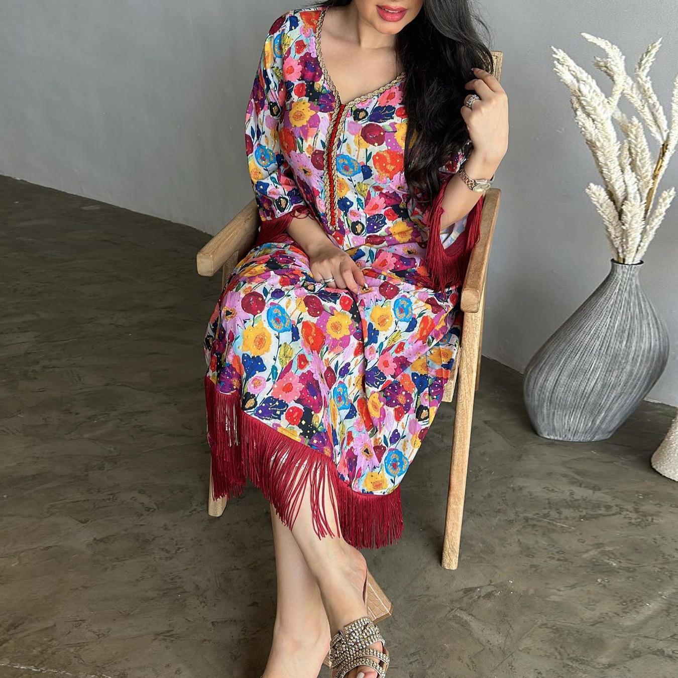 HAYA HAYA1080 Printed Casual Muslim Abaya