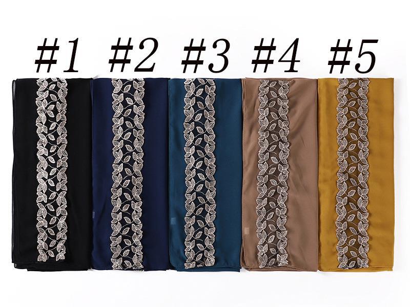 HAYA HA1130 Pearl Chiffon Lace Headscarf