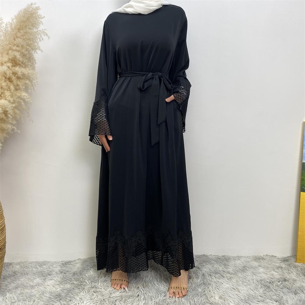 HAYA HAYA1084 Muslim Fashion Lace Robe Dress