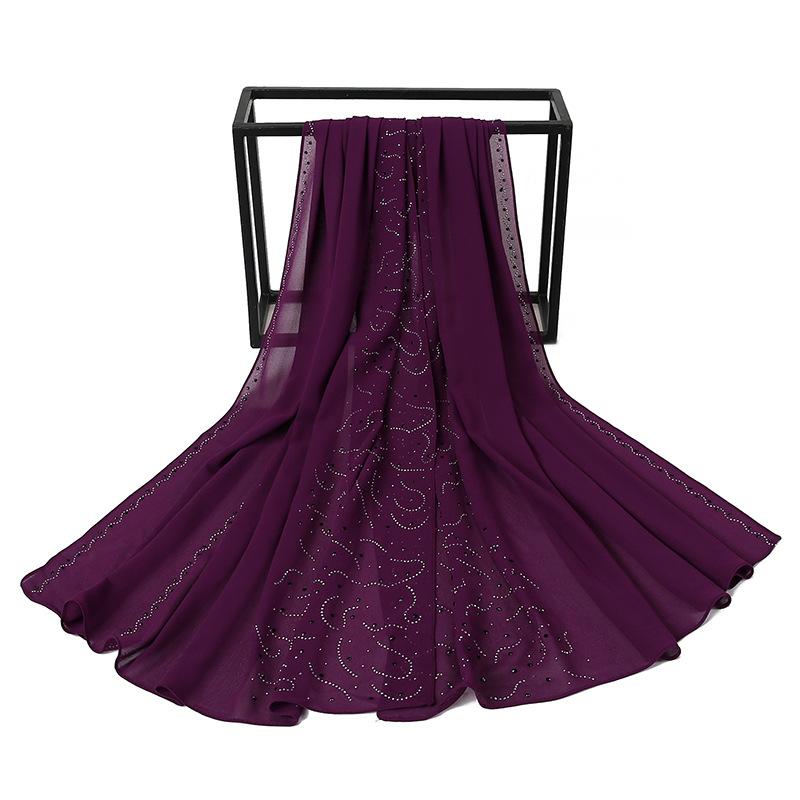 HAYA HA1127 Pearl Chiffon Rhinestone Headscarf