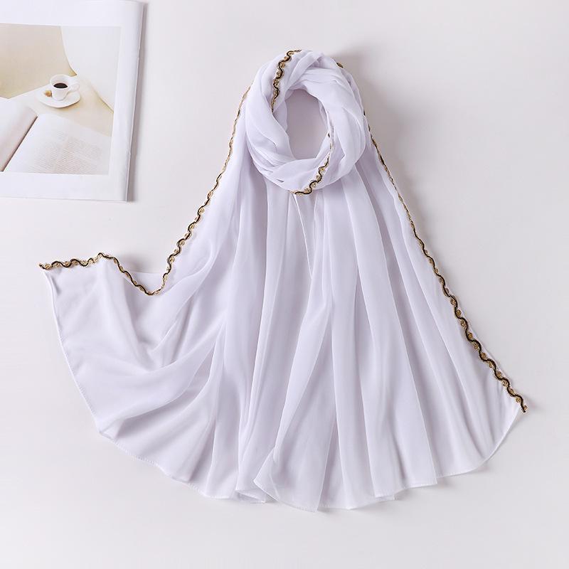HAYA HA1131 Pearl Chiffon Lace Chain Headband