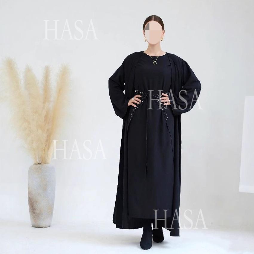 HA6578 Women's Solid Color Three-piece Robe Set (long Skirt + Skirt + Cardigan Jacket)