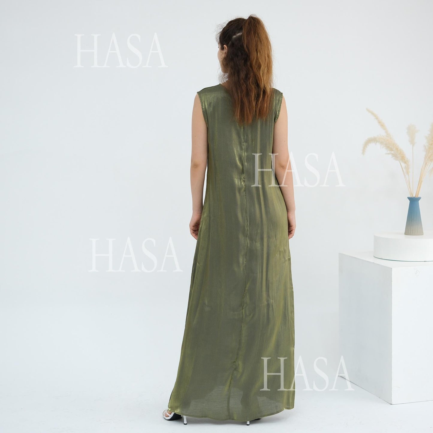 HA6530 Solid color simple two-piece long skirt suit