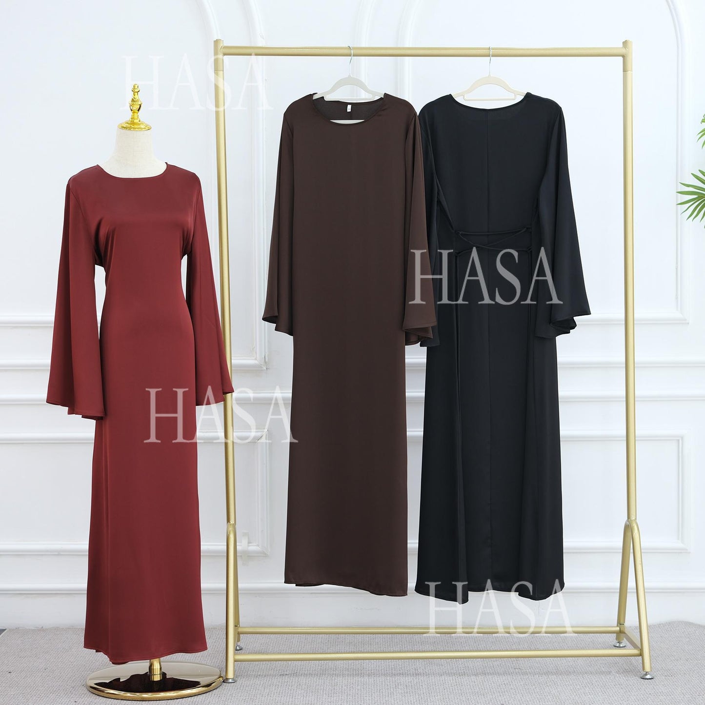 HA6491 Elegant Bell Sleeve Maxi Dress