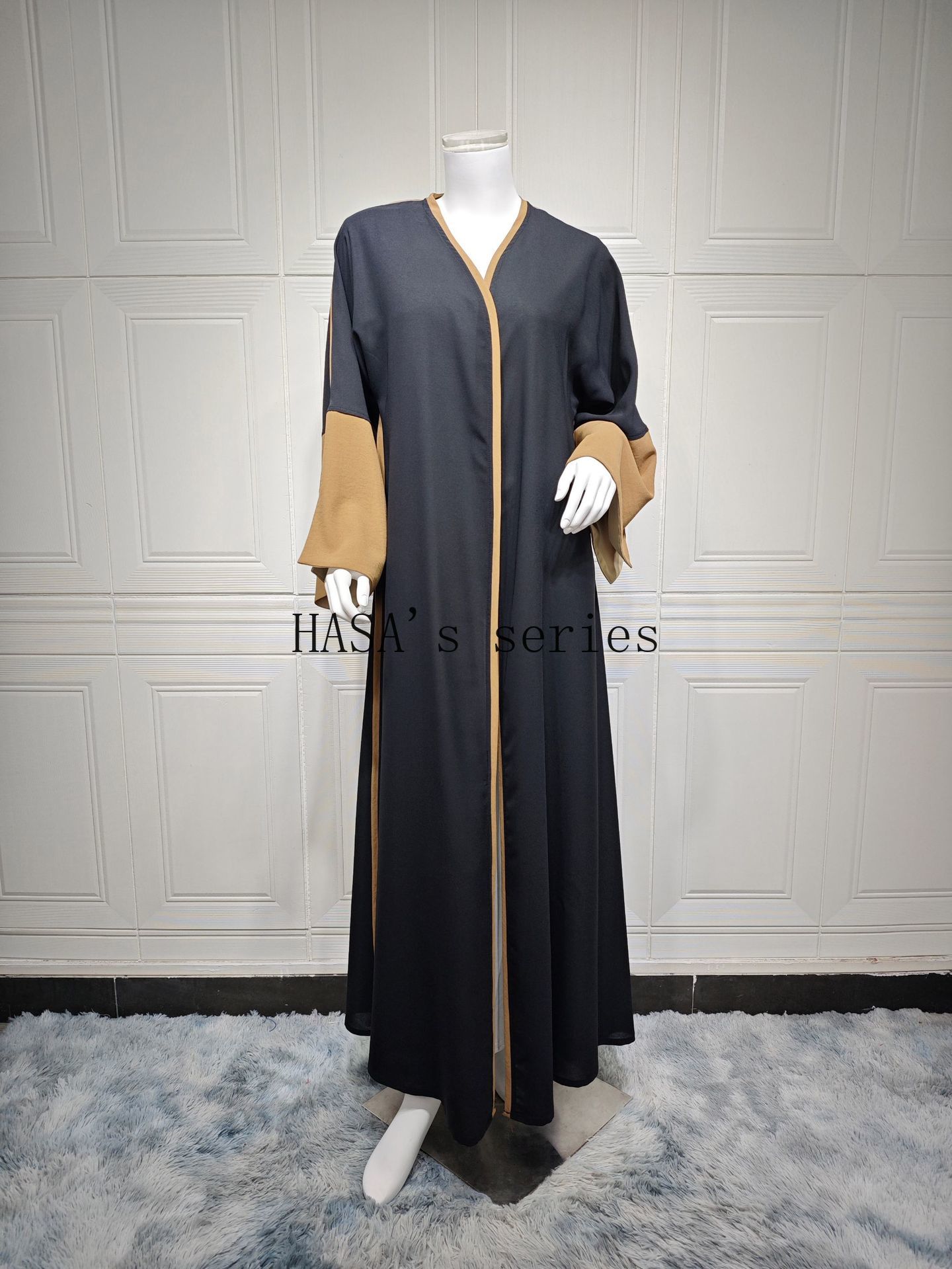 HS5089 Color-blocked Patchwork Long-sleeved Dress, A Stylish and Elegant Long Design.