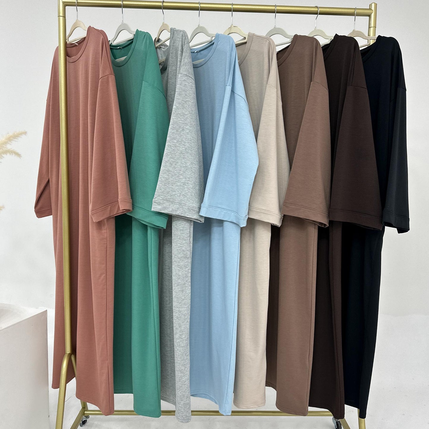 HAYA HAYA1089 Solid Color Hoodie Dress