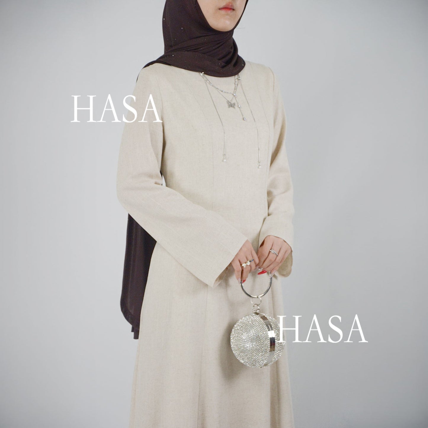 HASA HA5866 Elegant Long Skirt with Tie Waist and Wide Swing Design