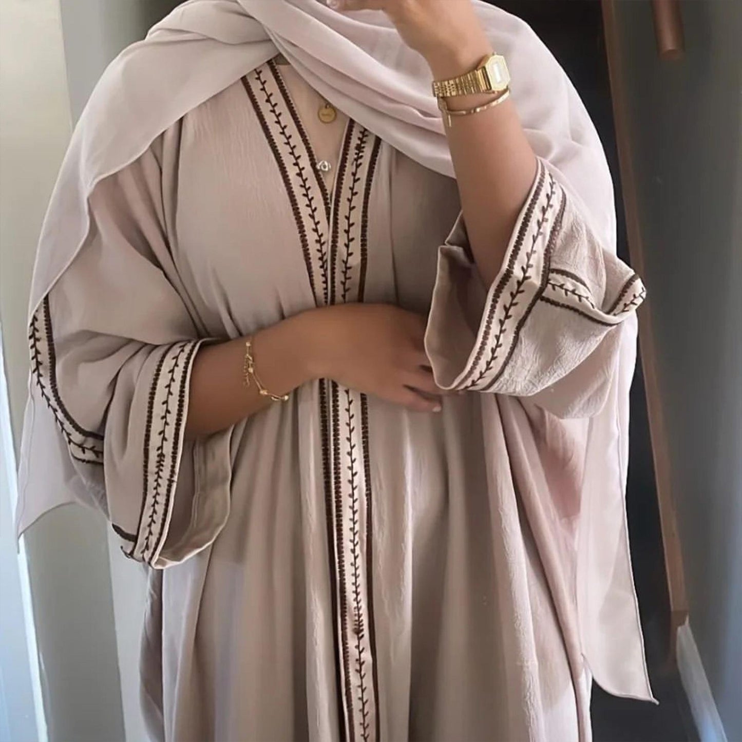 HAYA HAYA1016 Embroidered Lace Dress Robe