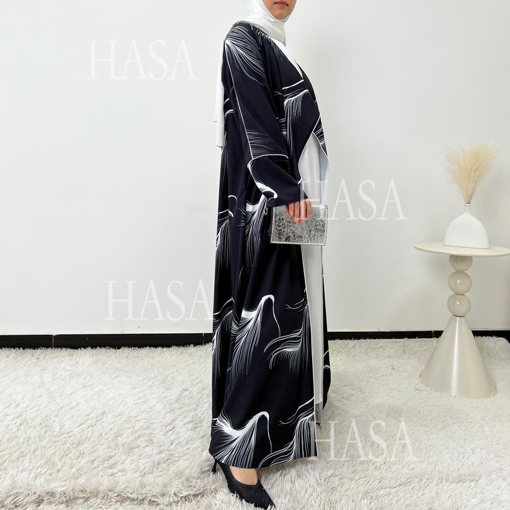 HA6498 Lightweight Printed Long Abaya Suit