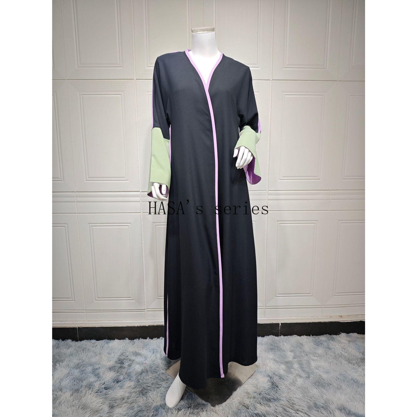 HS5089 Color-blocked Patchwork Long-sleeved Dress, A Stylish and Elegant Long Design.