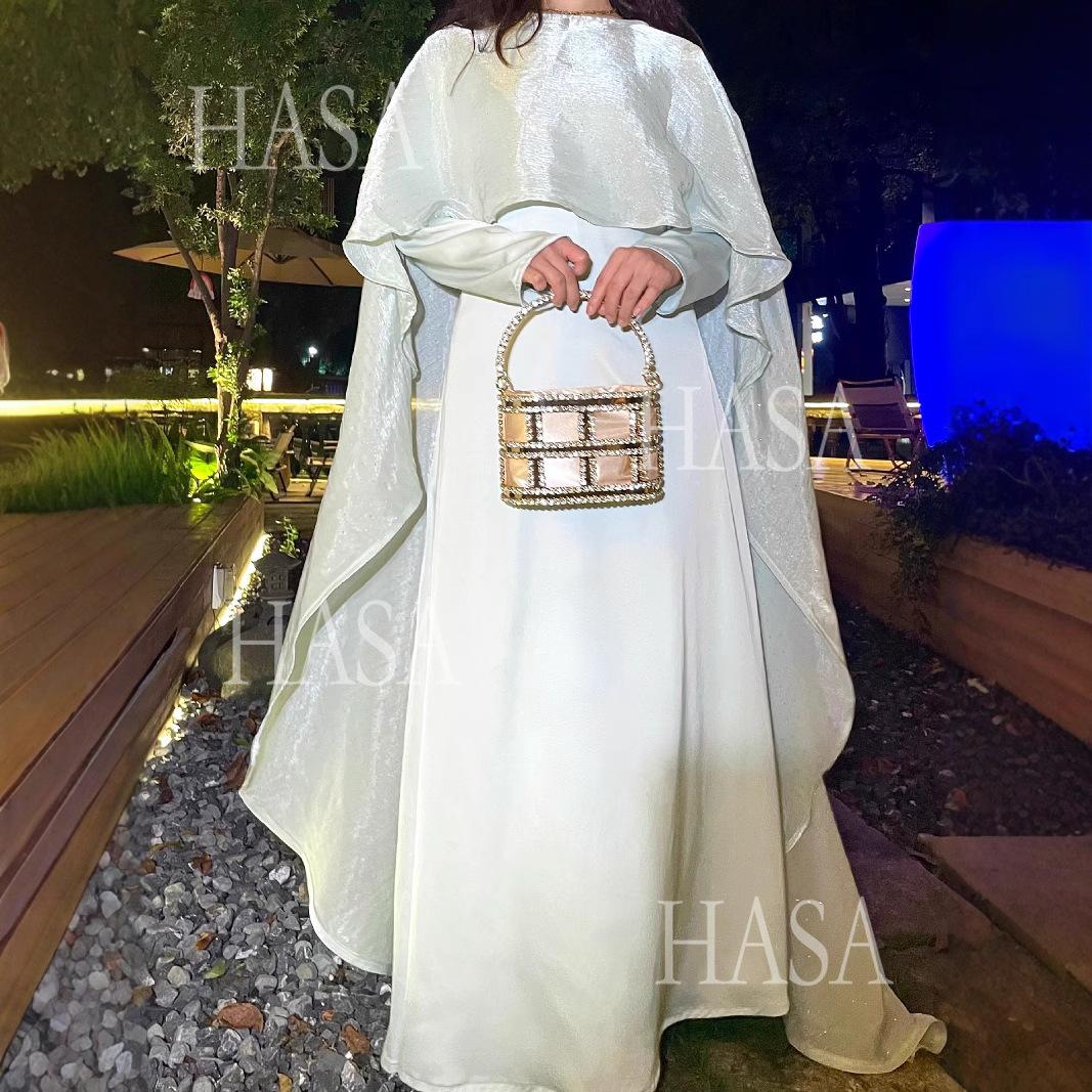 HA6477 Shiny robe two-piece set with rhinestone shawl decoration
