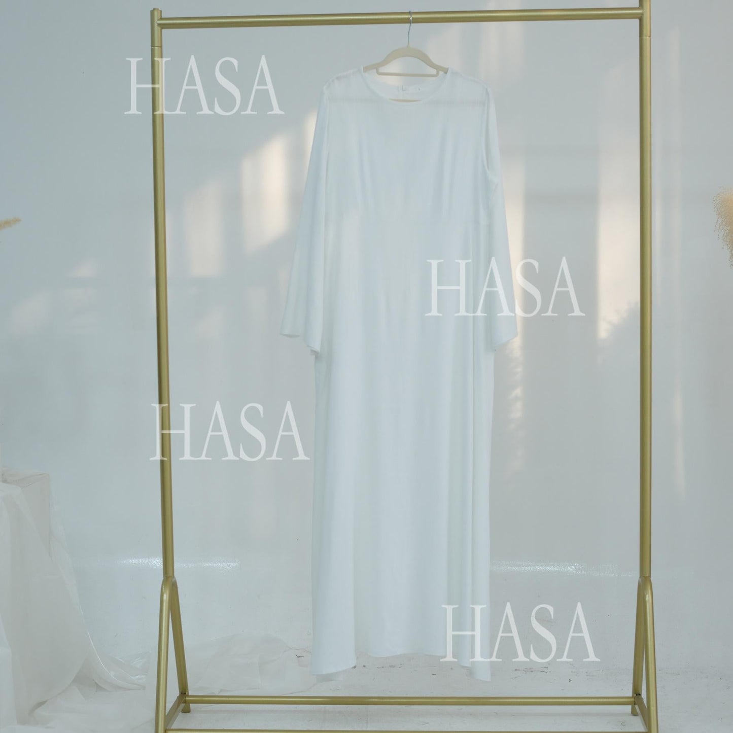 HA6494 Simple Solid Color Linen Bamboo Dress | Lace-Up Design