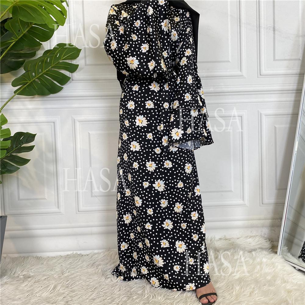 HA6590 Fashionable Printed Loose-fitting Dress with Lace-up Design and Wide Swing