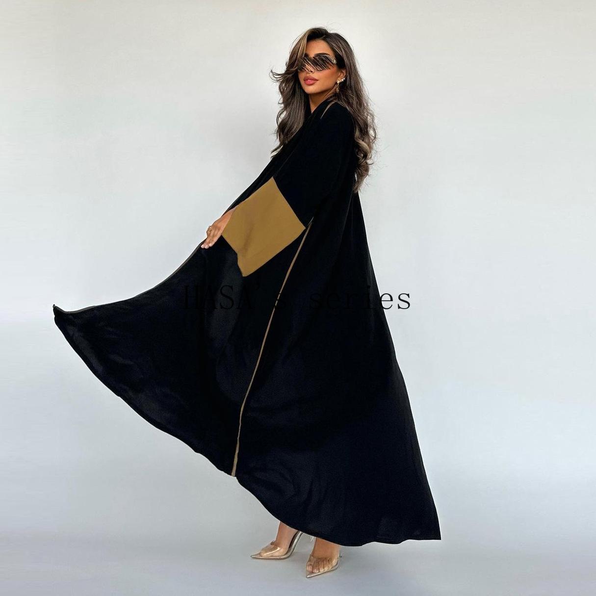 HS5089 Color-blocked Patchwork Long-sleeved Dress, A Stylish and Elegant Long Design.