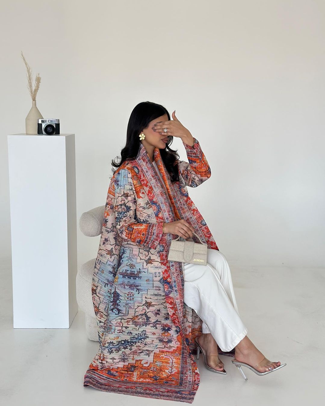 HS6730  Multicolor Printed Abaya with Traditional Motifs