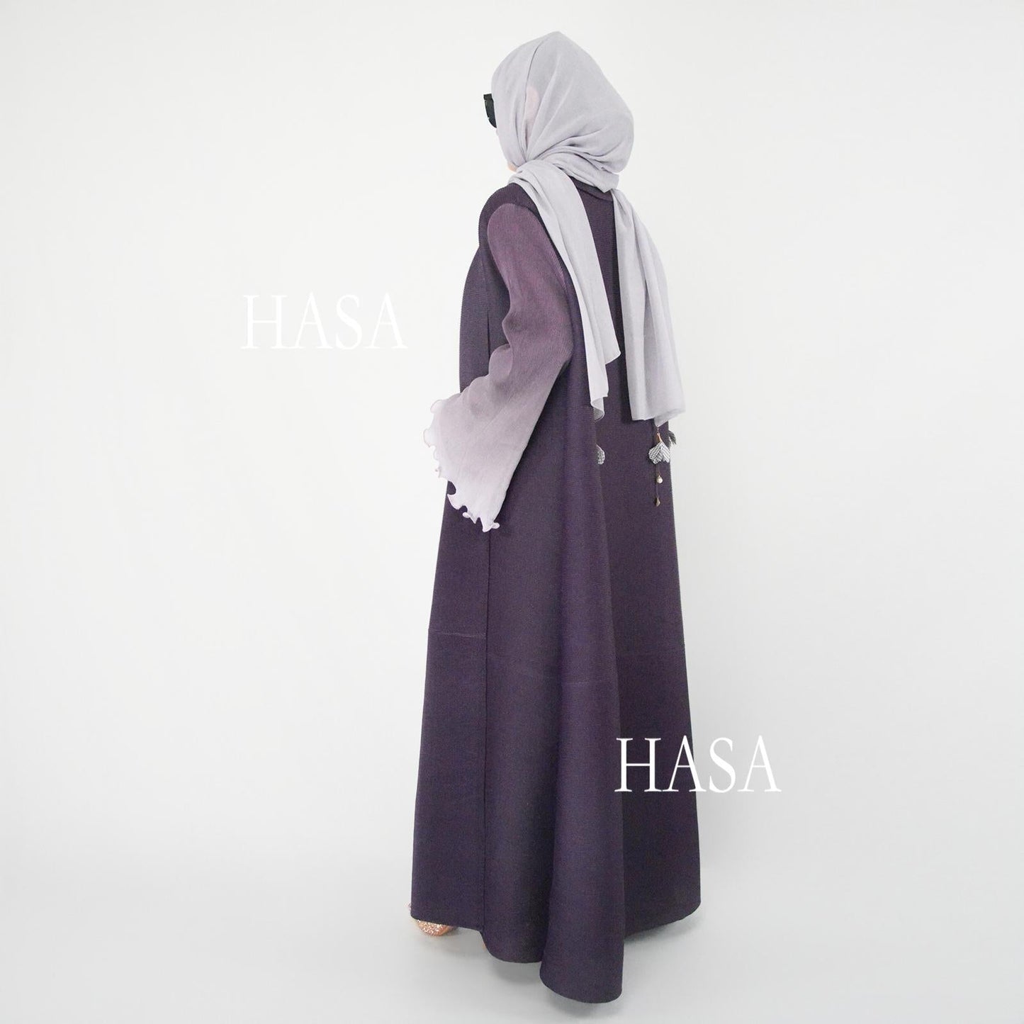 HS6360 Summer Ombré Gradient Abaya with Pleats and Fluted Bell Cuffs