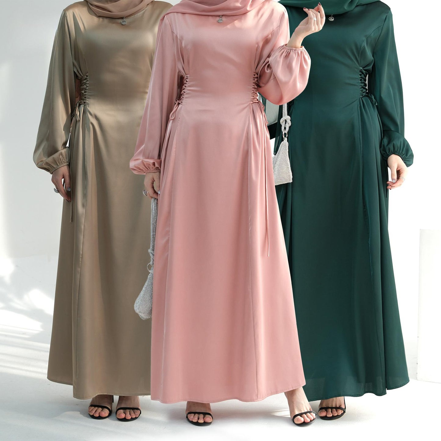 HAYA HAYA0991 Solid Color High-necked Slim Elegant Dress