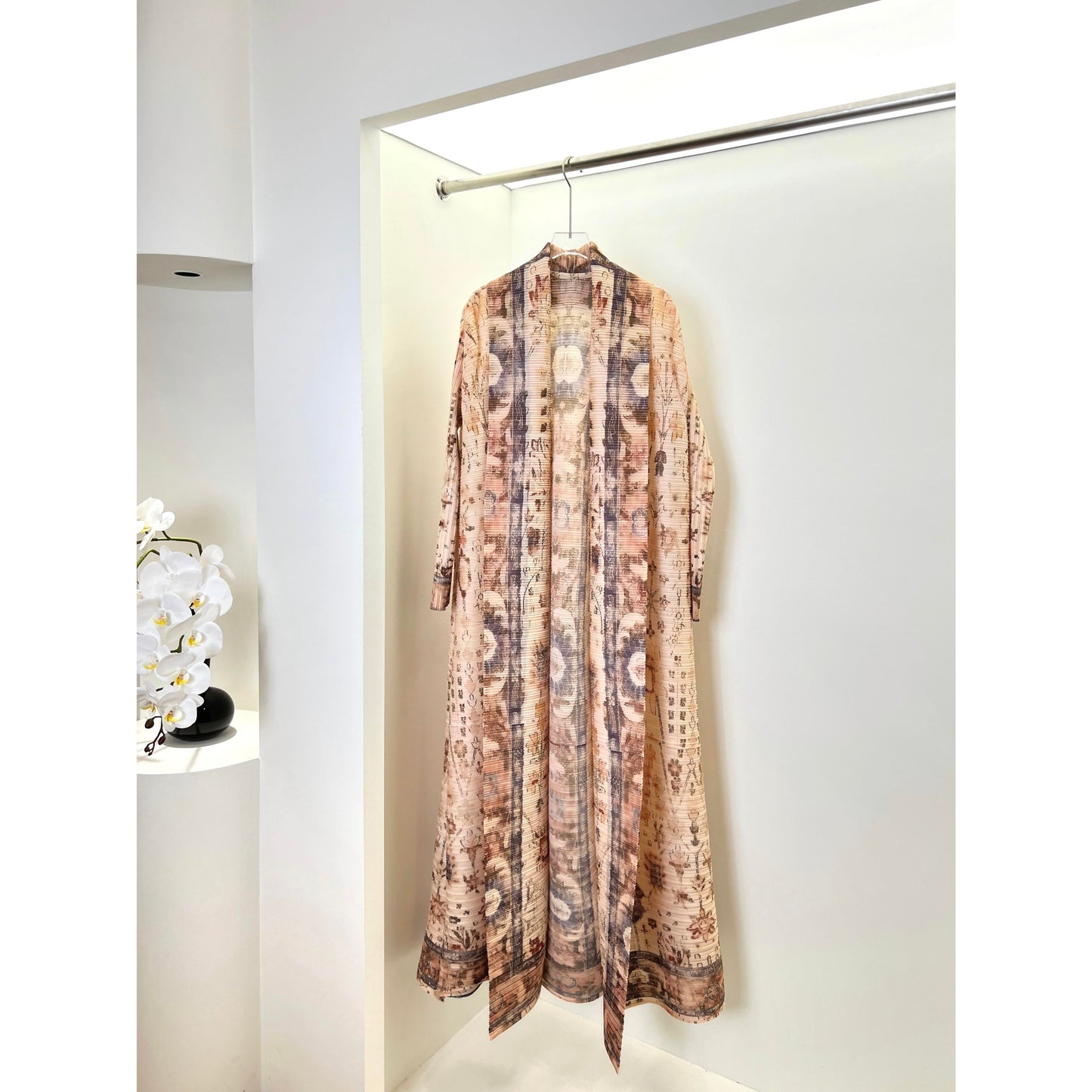 HS6728 Vintage Blush  Pink & Beige Printed Abaya with Artistic Motifs