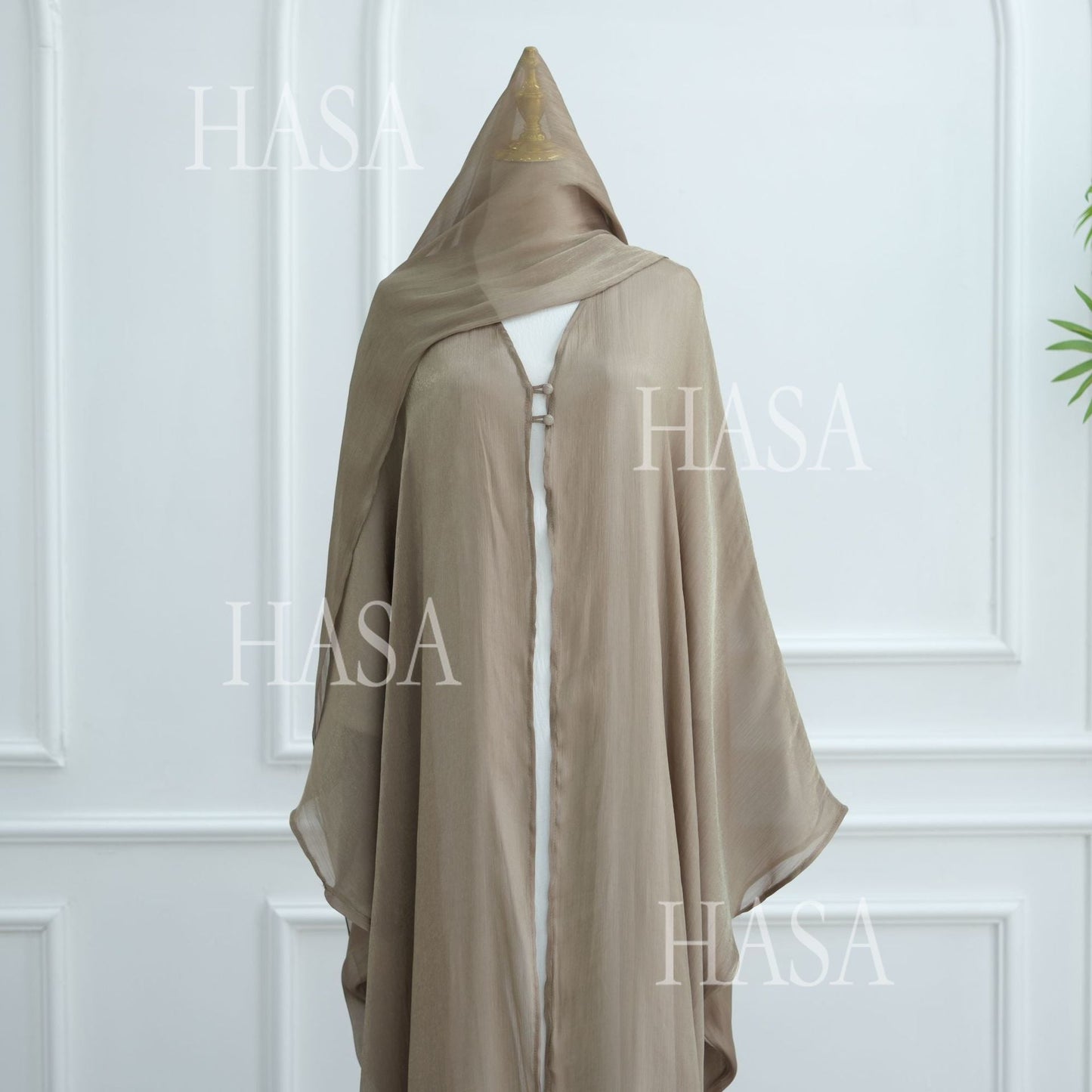 HA6534 Elegant Island Wrinkle Texture Solid Color Cardigan Robe
