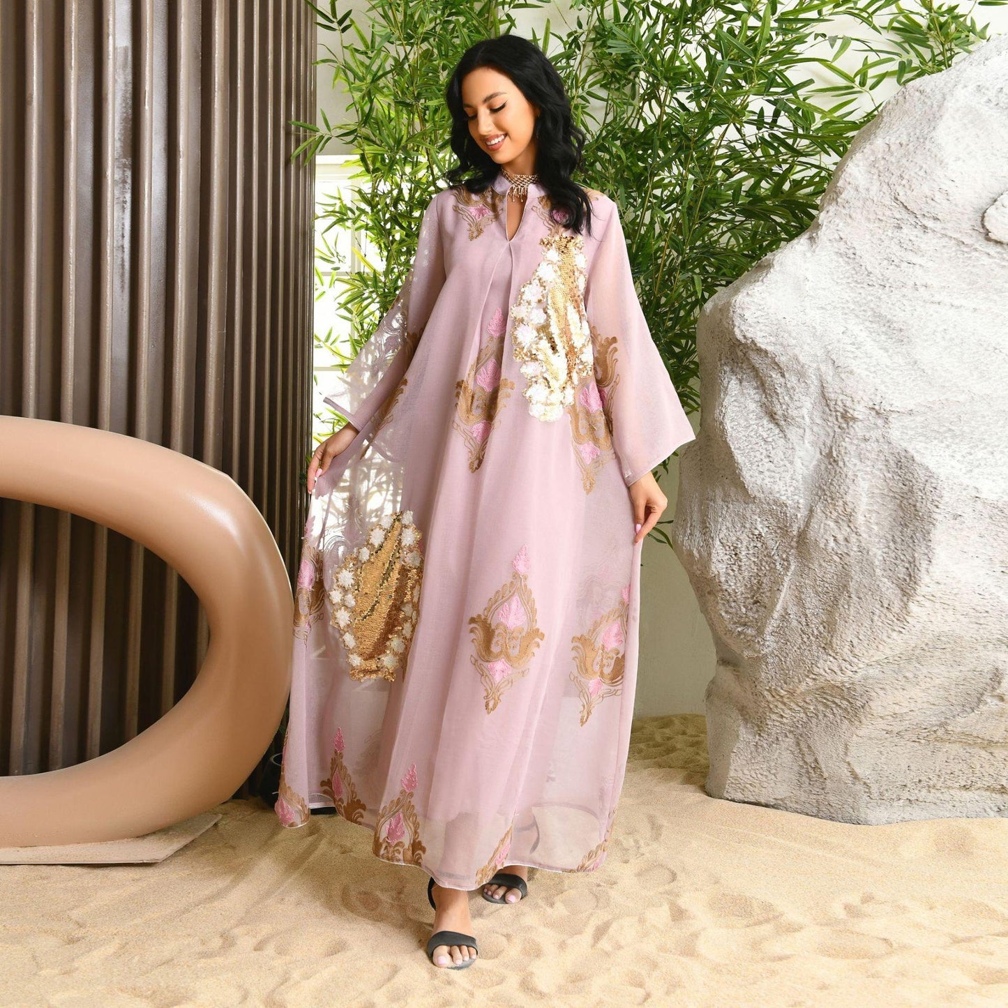 HAYA HAYA0443 Muslim Embroidered Dress