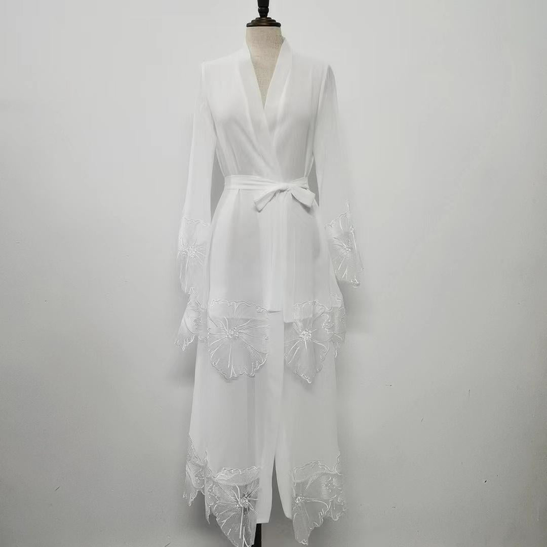 HAYA HAYA1025 1pcs Lace Embroidery Double-Layer Cardigan