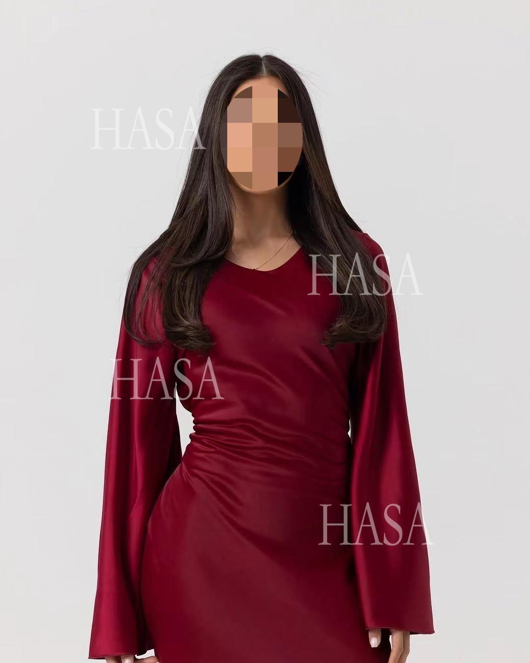 HA6491 Elegant Bell Sleeve Maxi Dress