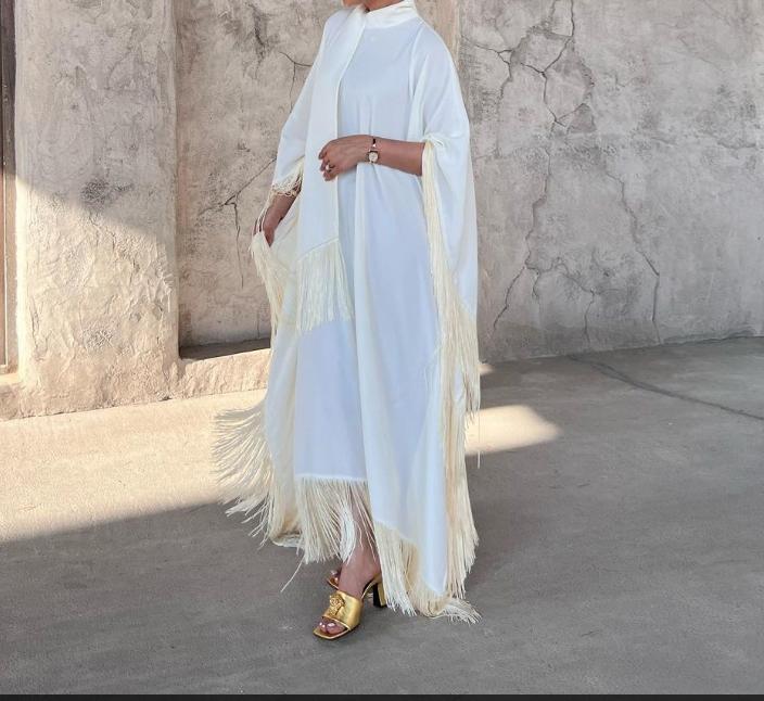 HAYA0467 Ladies Dolman Sleeve Tassel Kaftan High Fashion Dress modest party dress