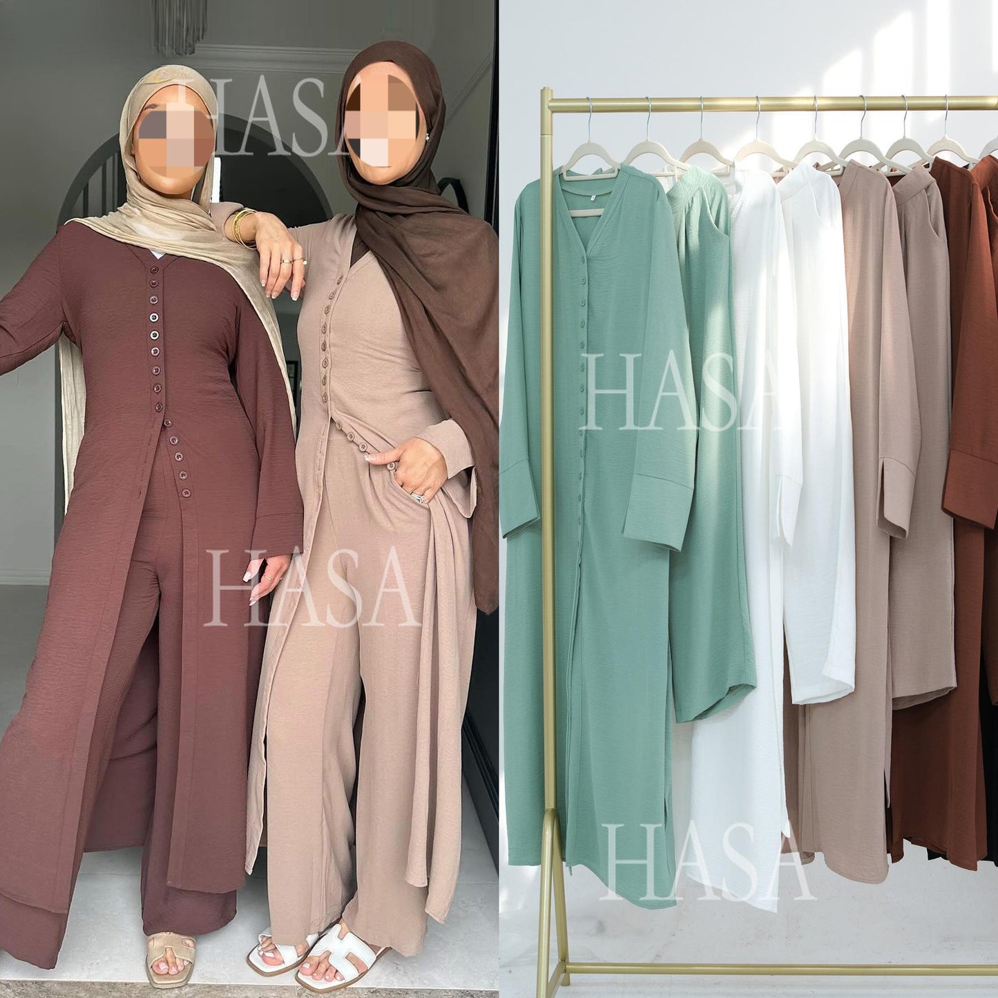 HASA HA5869 Summer Cool Two-piece Suit-multi-color Button Design