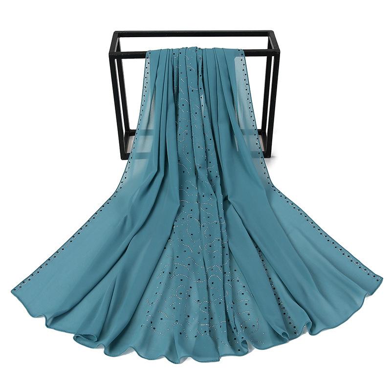 HAYA HA1127 Pearl Chiffon Rhinestone Headscarf