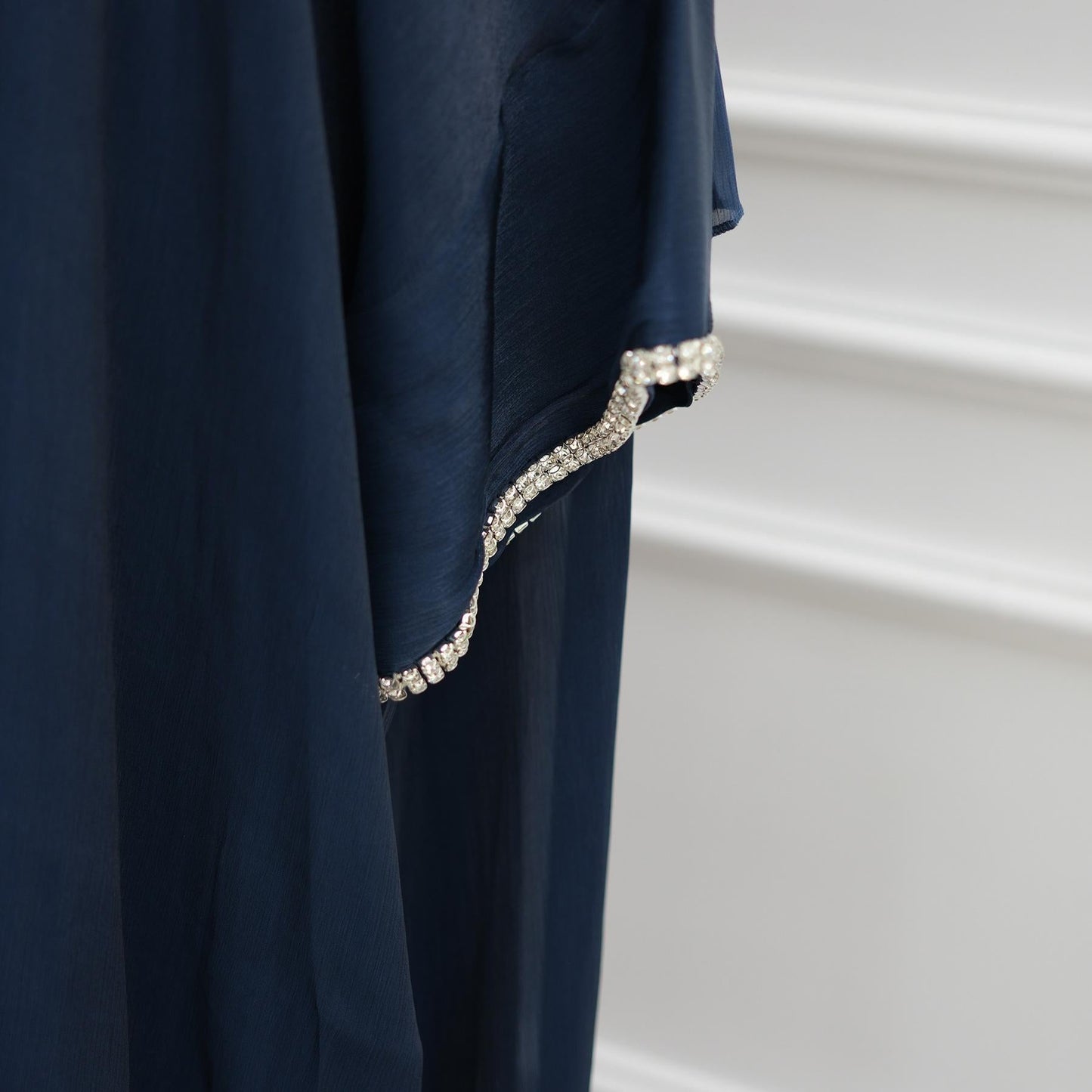 HA6553  Two-Piece Solid Abaya with Beaded Details and Matching Scarf Option