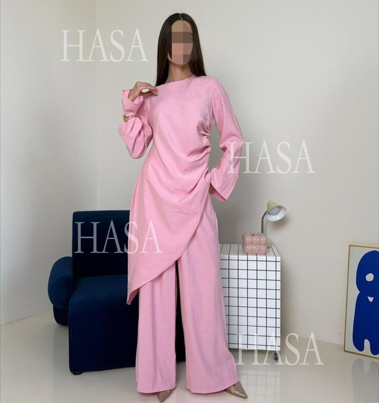 HA6606 Asymmetrical two-piece tunic (with optional headscarf)