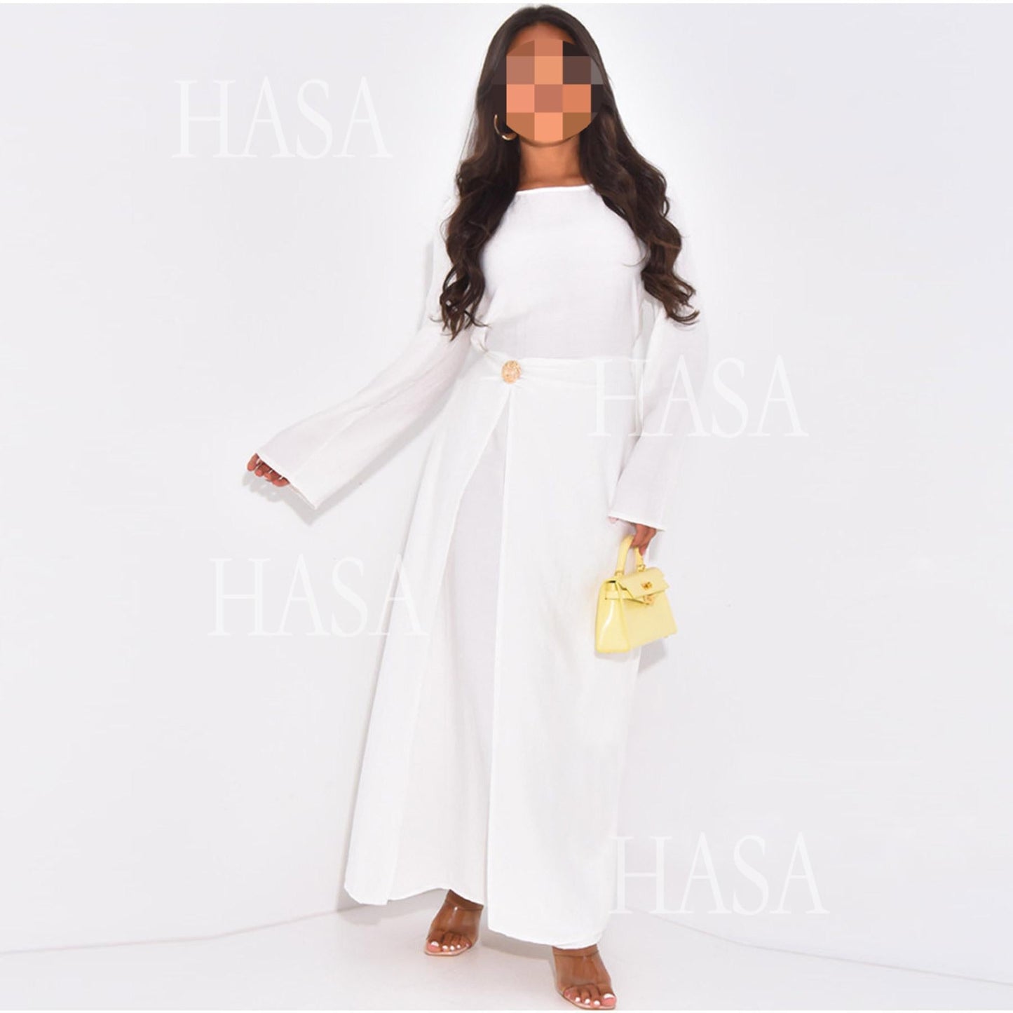 HA6549 Minimalist Abaya with Waist Detail