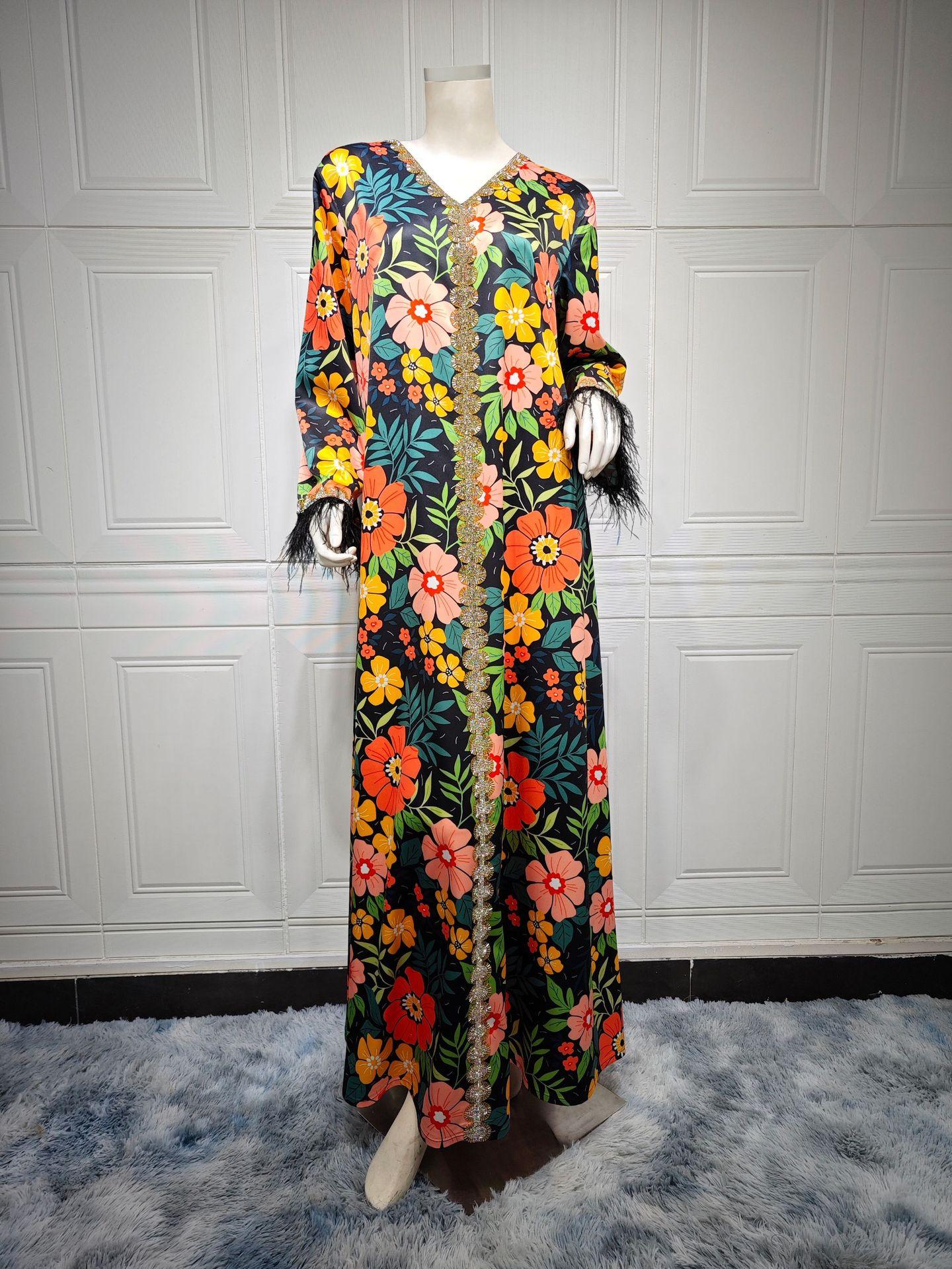 HAYA HAYA1078 Printed Diamond Camel Hair Dress