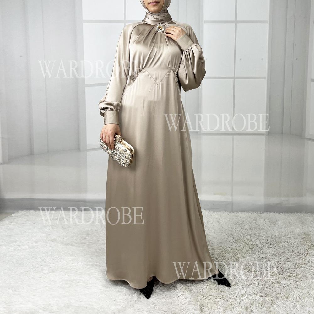 HS5859 High-end Silk Satin Robe (headscarf Not Included), Elegant Design Exudes Luxurious Texture