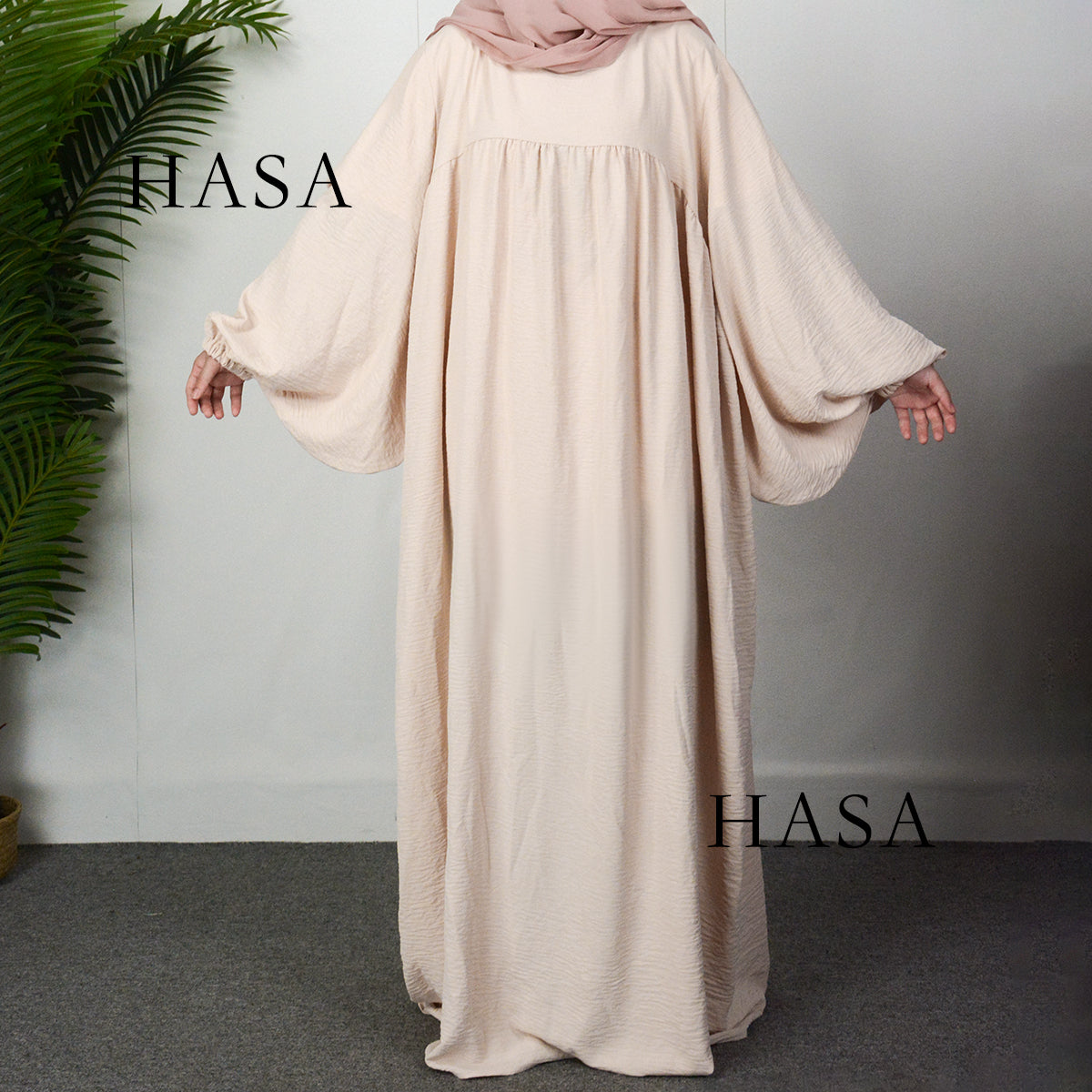 HAYA0429 Muslim OverSize Abaya with special Bubble sleeves for all body Shape