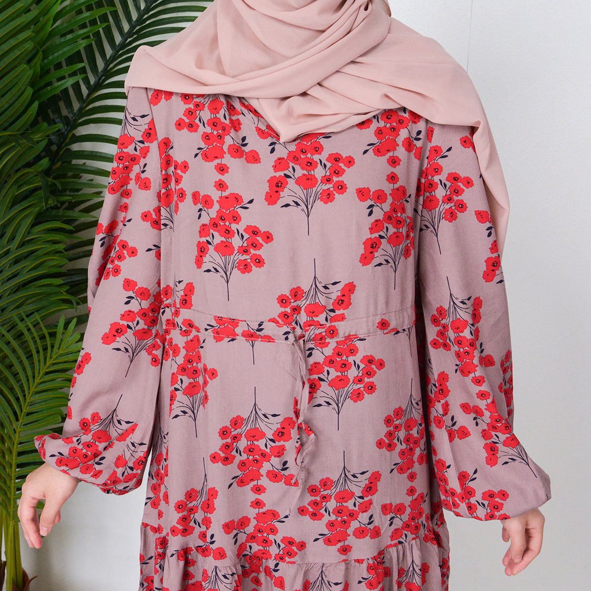 HAYA0819 Rayon long dress V-neck flower dress