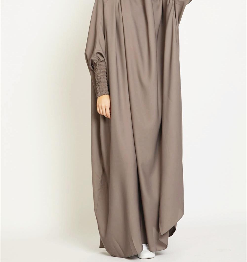 HAYA10067  Muslim Solid colour Mukena  Prayer jilbab with soft Fabric and Features elasticated cuffs and attachable Instant Hijab