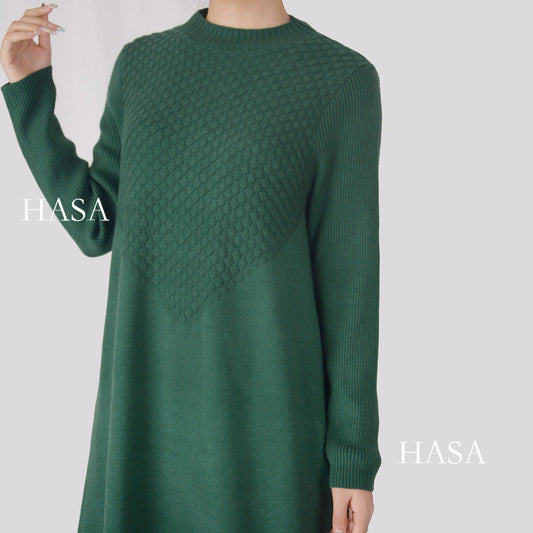 HAYA0271 Winter Premium Thick Anti Cold Plush Long Knitted Dress