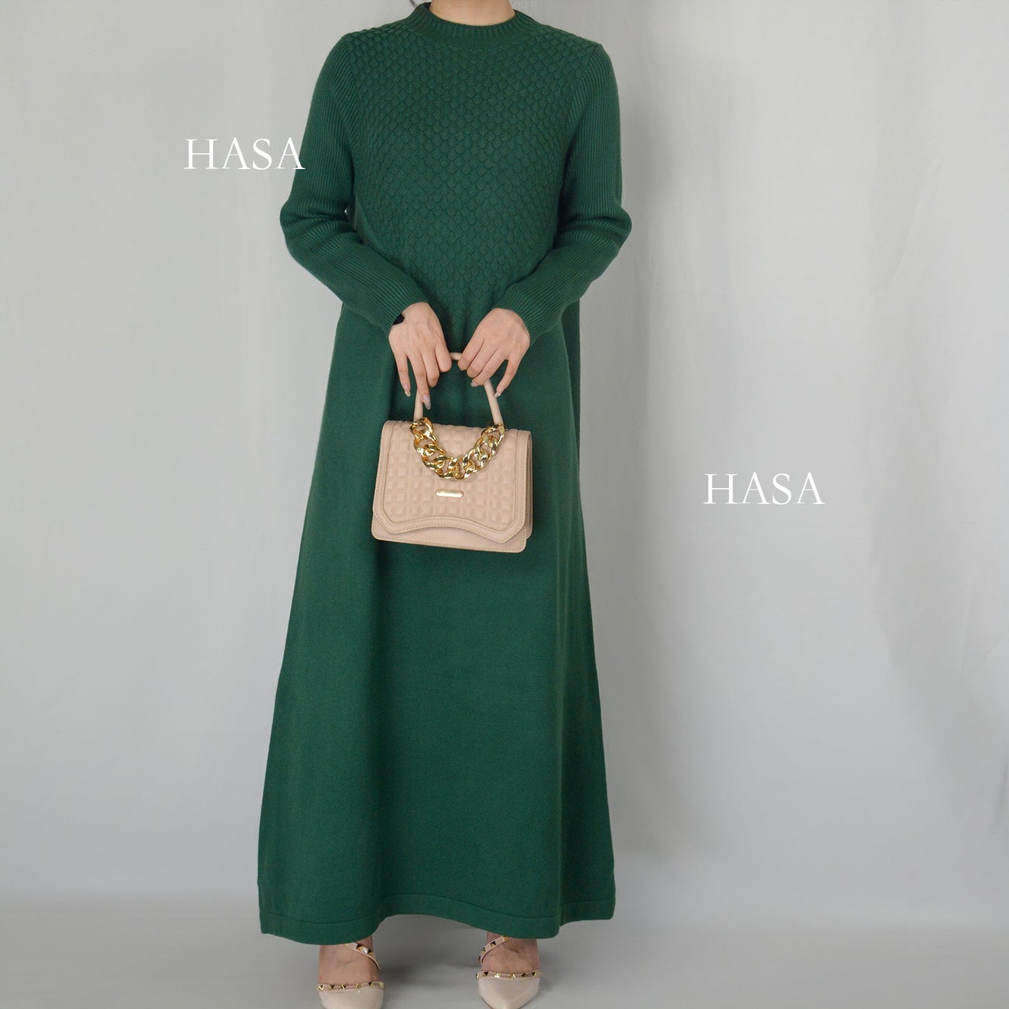 HAYA0271 Winter Premium Thick Anti Cold Plush Long Knitted Dress