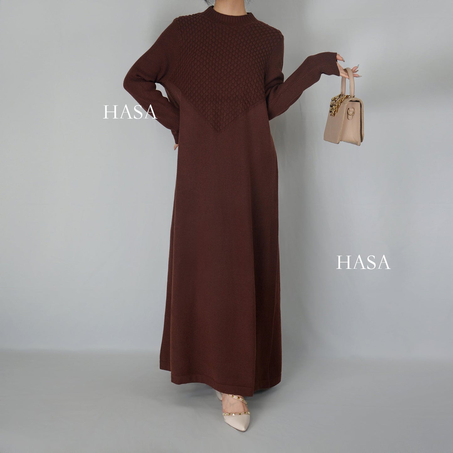 HAYA0271 Winter Premium Thick Anti Cold Plush Long Knitted Dress