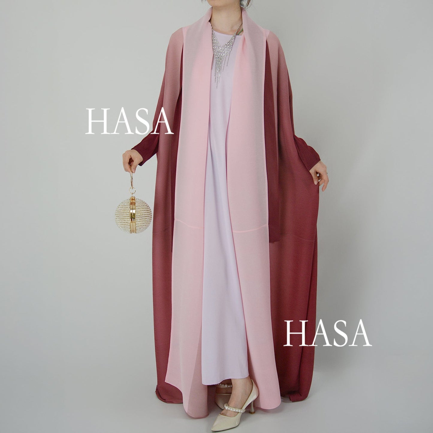 HASA HA1245 عباءة عصرية فضفاضة بتفاصيل رقع مطوية
