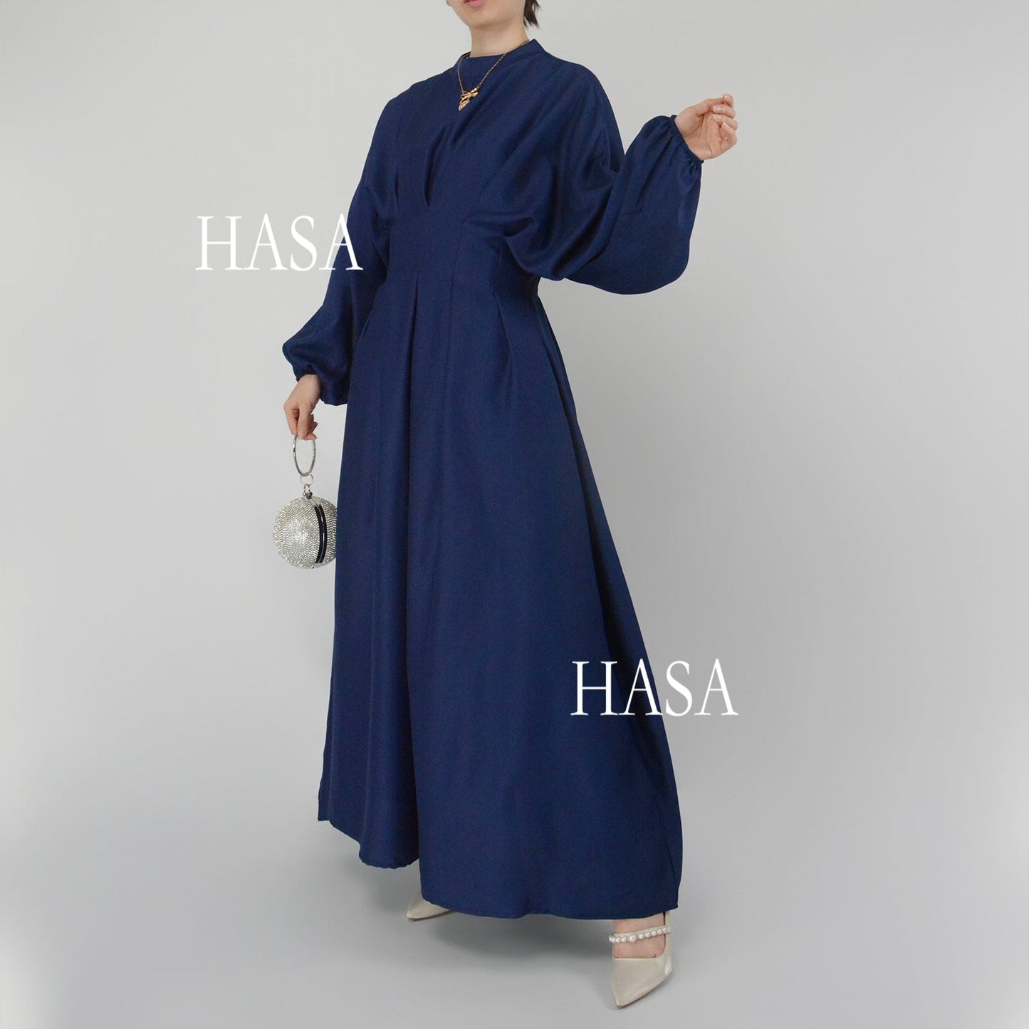 HASA's Series  HA1226 Delicate and Elegant Solid Colored Dress
