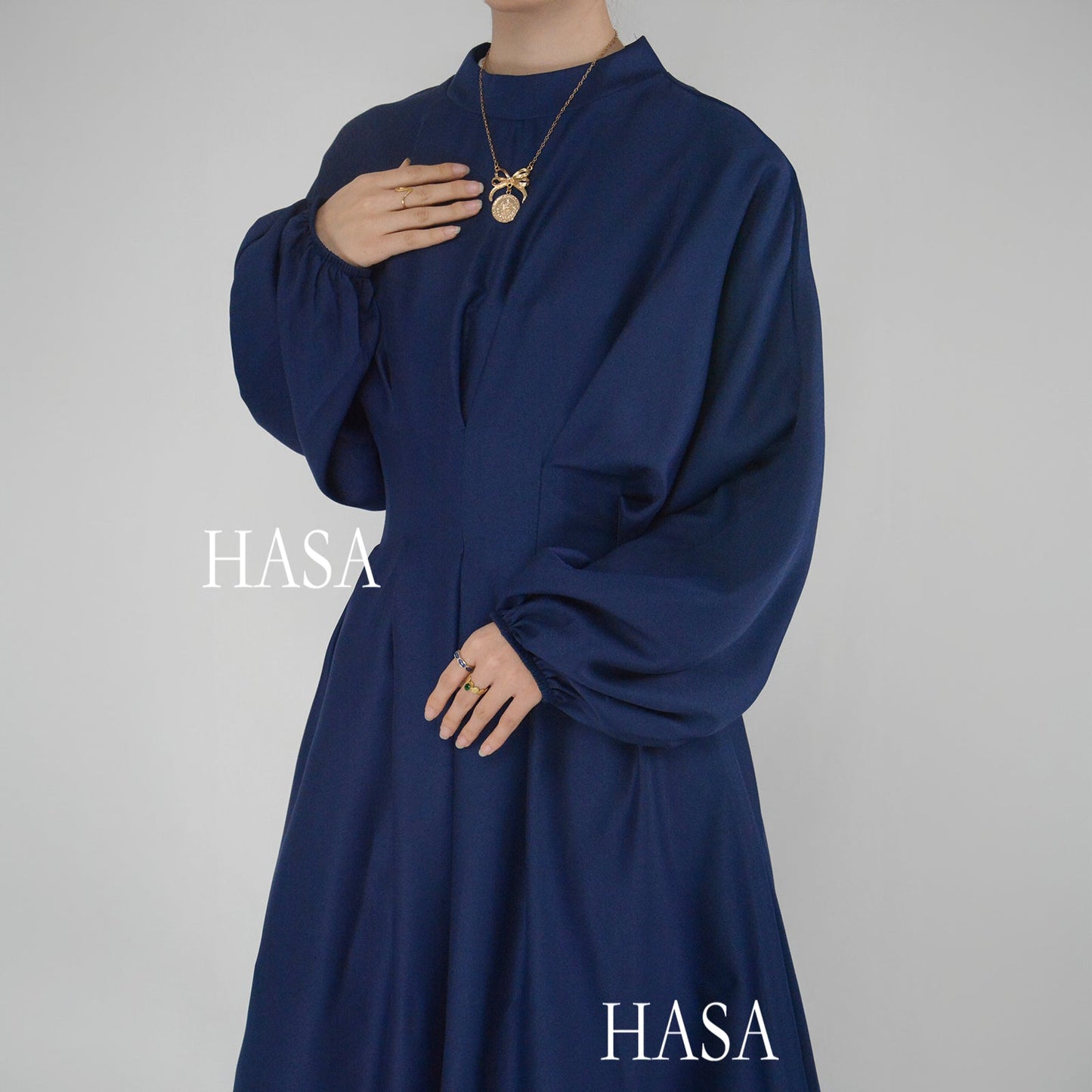 HASA's Series  HA1226 Delicate and Elegant Solid Colored Dress