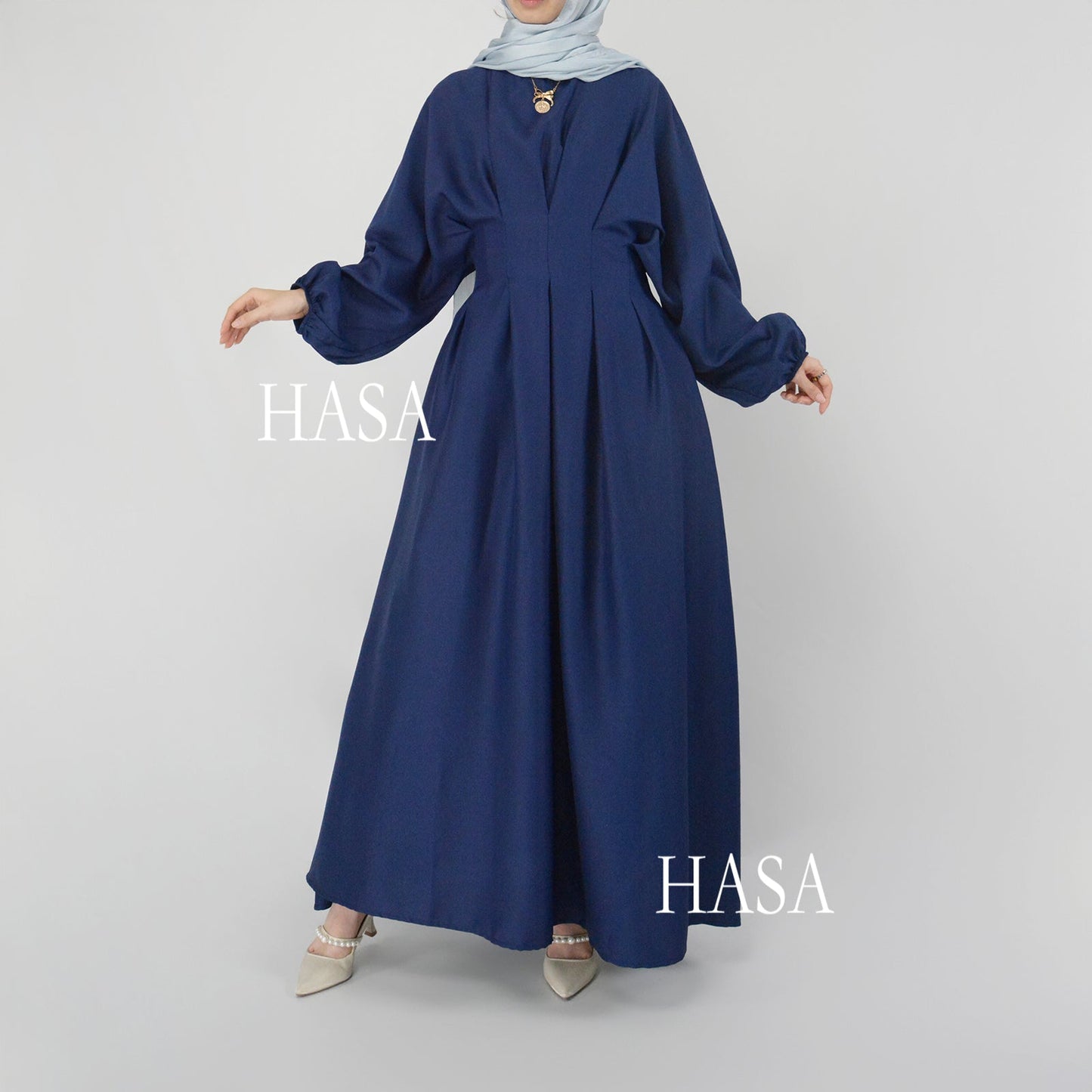 HASA's Series  HA1226 Delicate and Elegant Solid Colored Dress