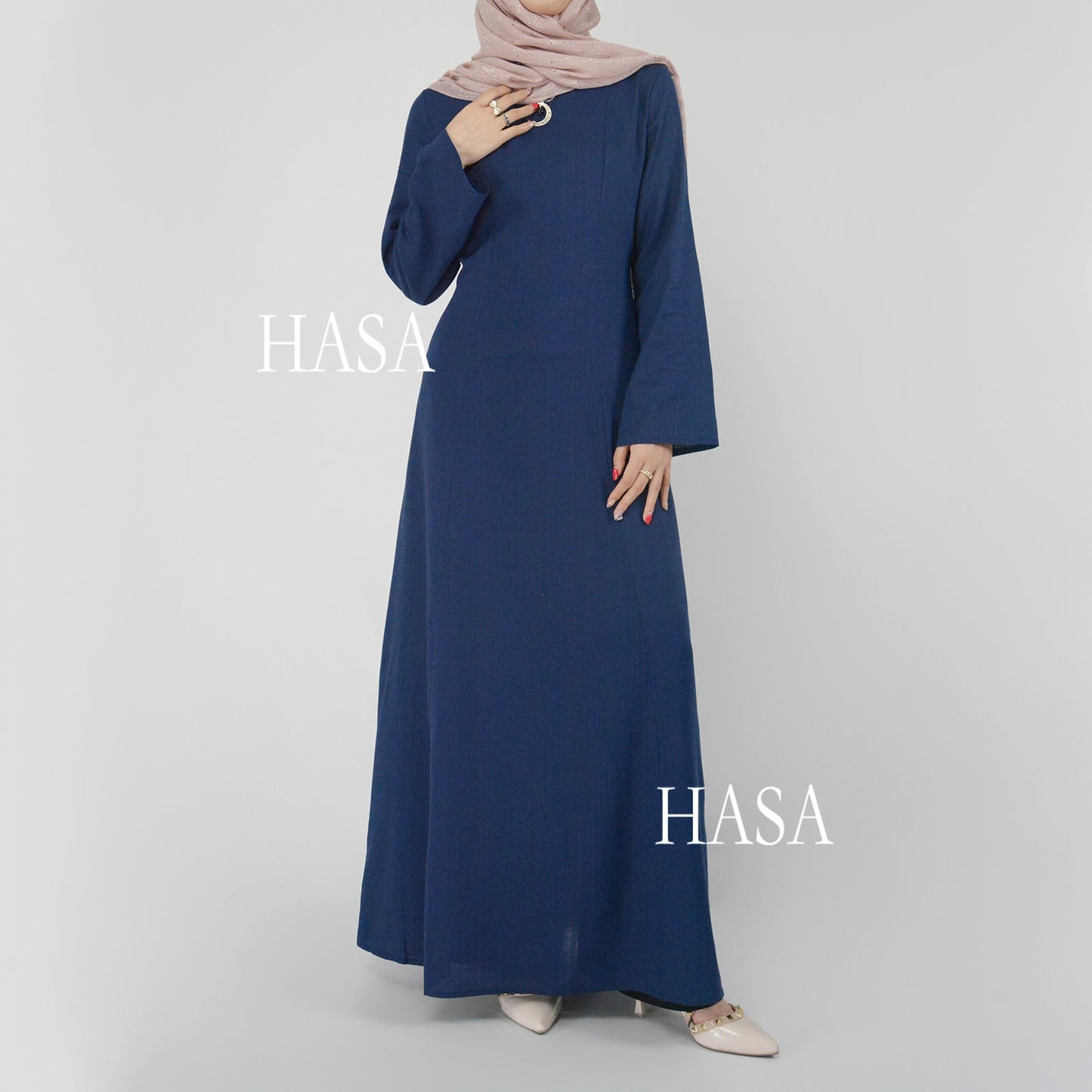 HASA HA5866 Elegant Long Skirt with Tie Waist and Wide Swing Design