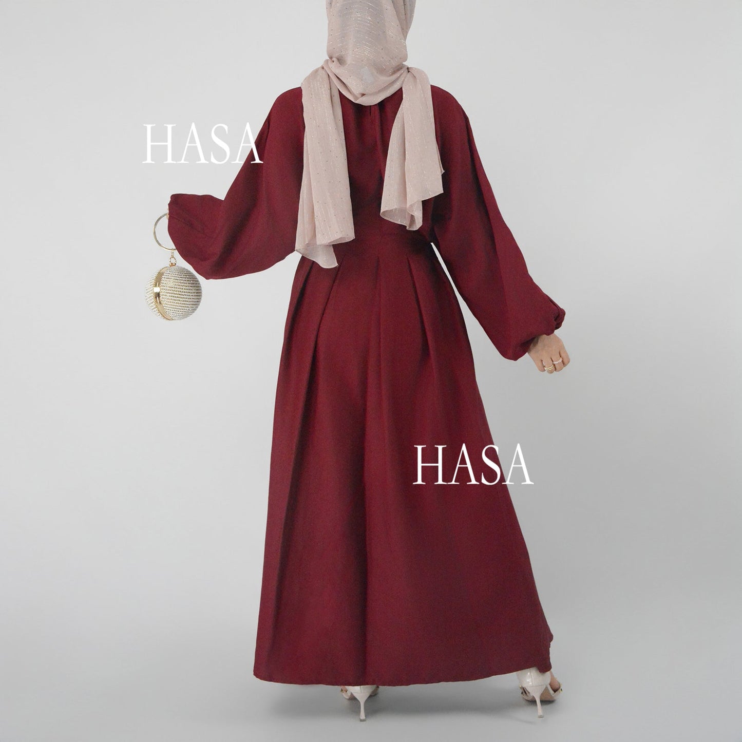HASA's Series  HA1226 Delicate and Elegant Solid Colored Dress