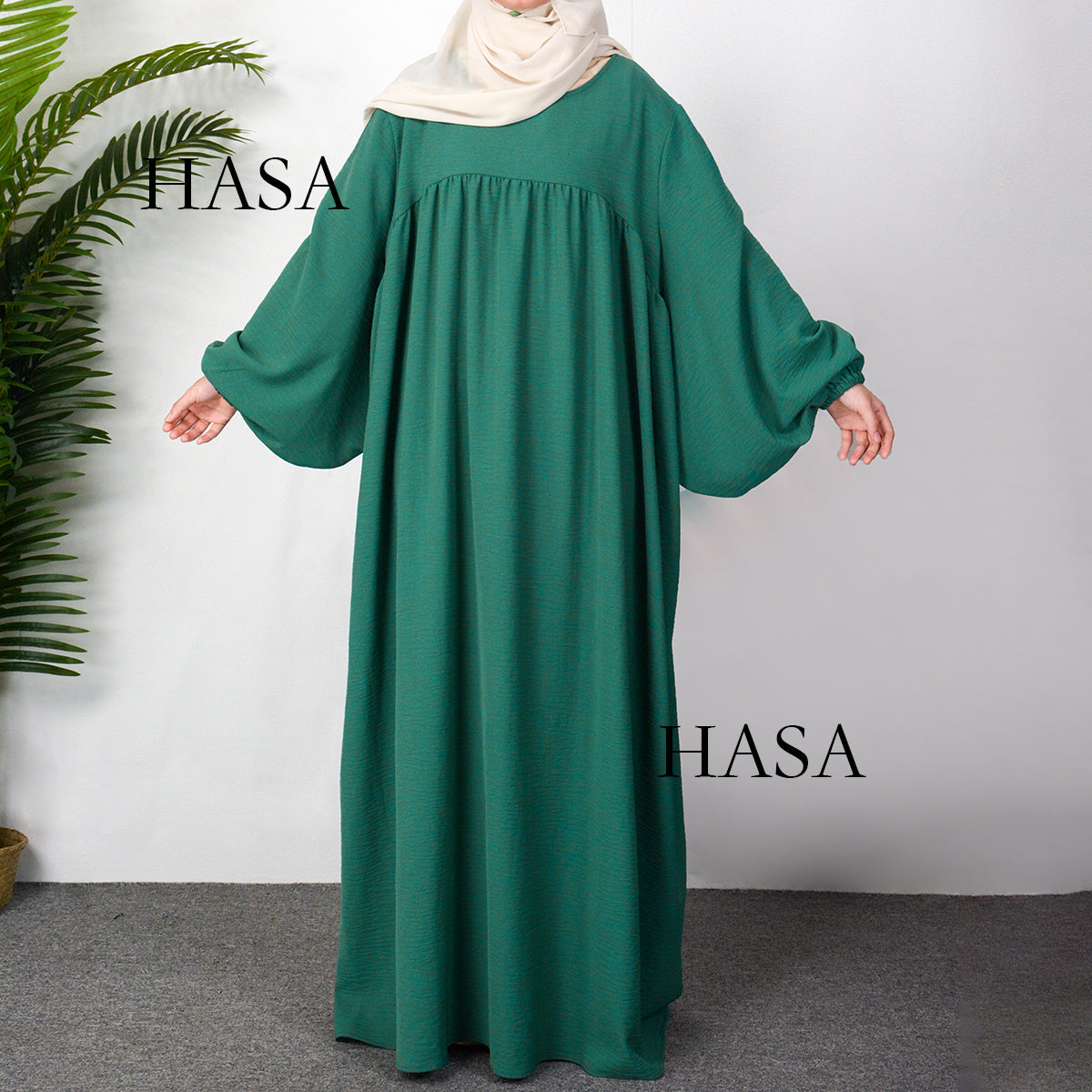 HAYA0429 Muslim OverSize Abaya with special Bubble sleeves for all body Shape